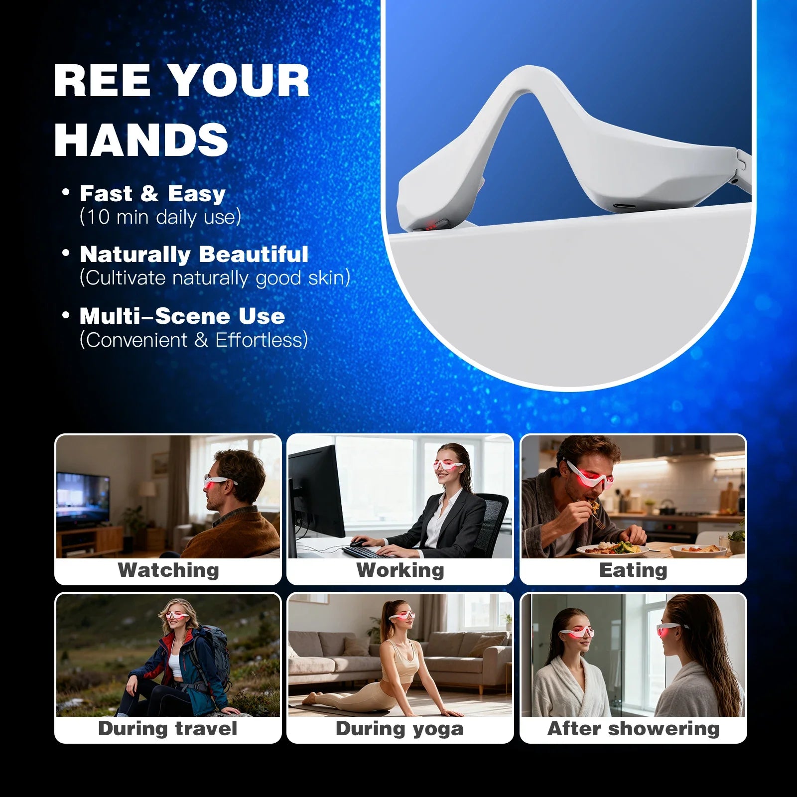 Jitesy Eye Massager 3D Red Light EMS For Dark Circles