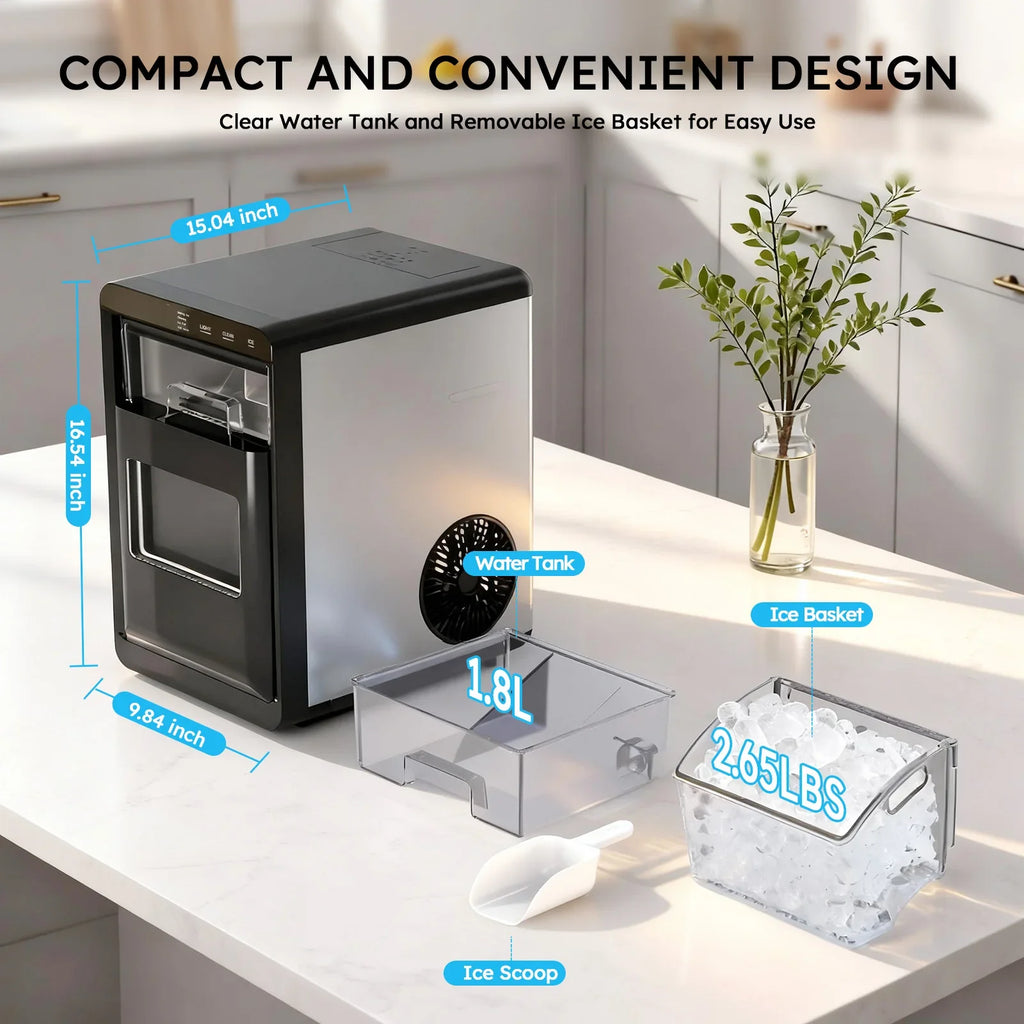 SHICUO Nugget Ice Maker Countertop 44 Lbs Per Day Self-Cleaning