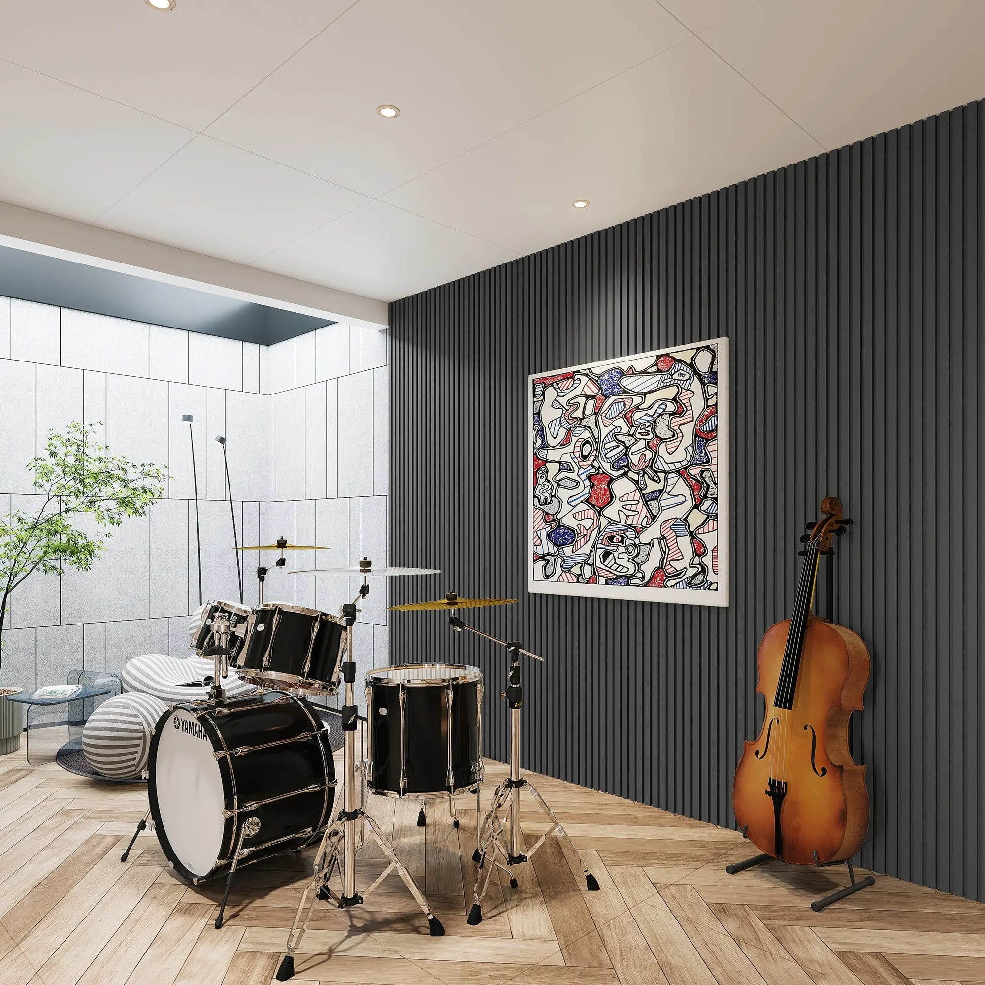 Acoustical 100% Polyester Wall Panel, 48x24x0.7 Sound Proof Wall Panels