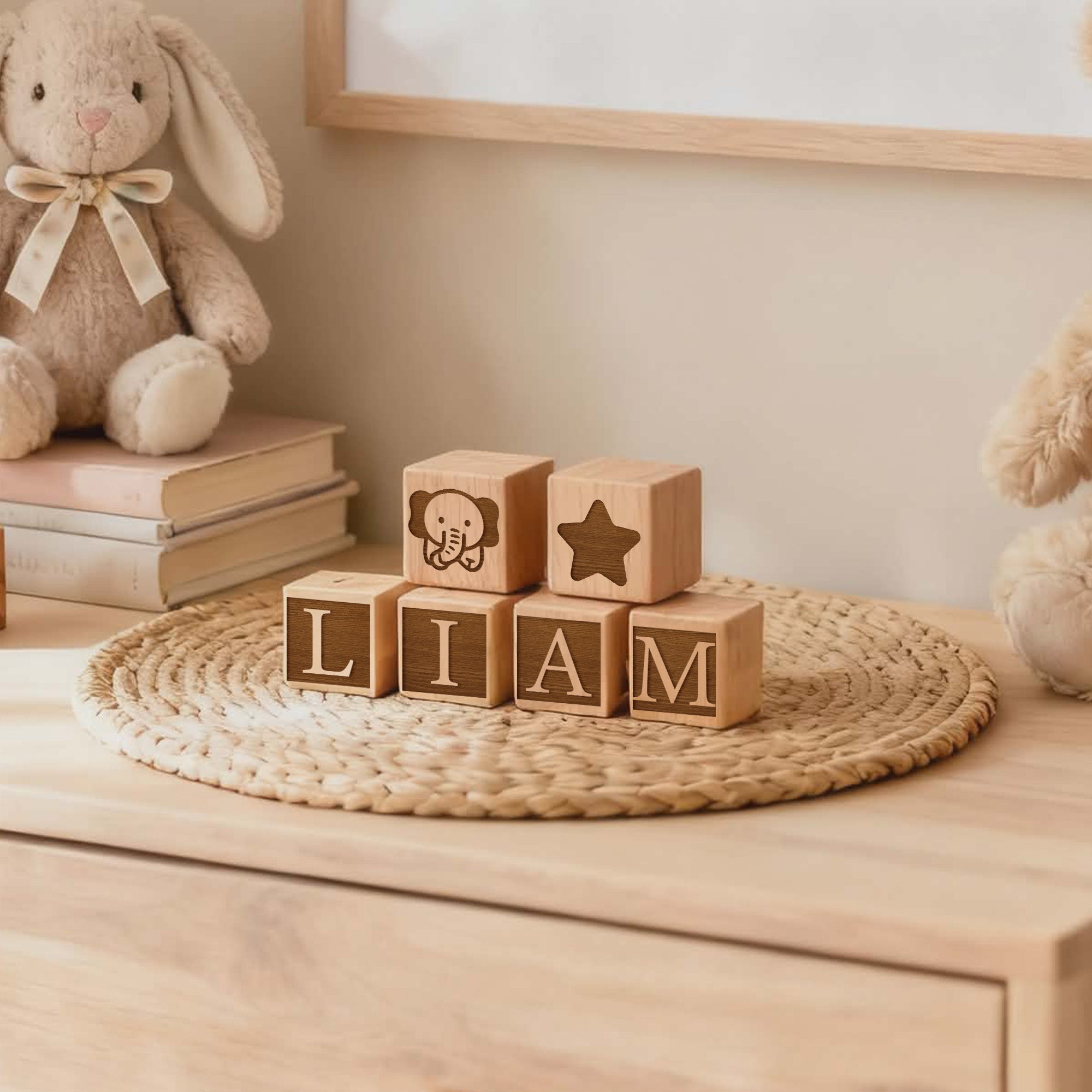 Custom Wood Name Blocks, Engraved Baby Name Sign