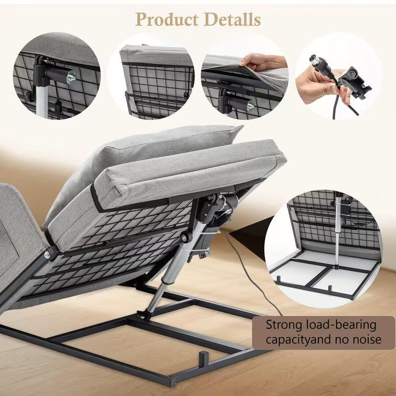Adjustable Bed Backrest With Safety Rails - 300 Lbs Capacity, 4-68° Lift Range, Machine Washable Cover - Ideal For Elderly, Pregnancy, Patient Care & Mobility Assistance