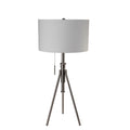 Adjustable Tripod Table Lamp – Brushed Nickel, Fabric Shade & Pull Chain | Converts to Floor Lamp (32–37"H)