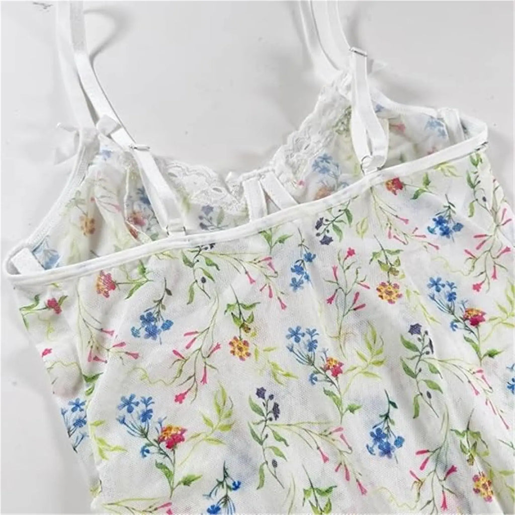 Sexy Lingerie Lace Lingerie Set Women's Babydoll Lingerie For Women Rustic FloralSide Split Nightgown