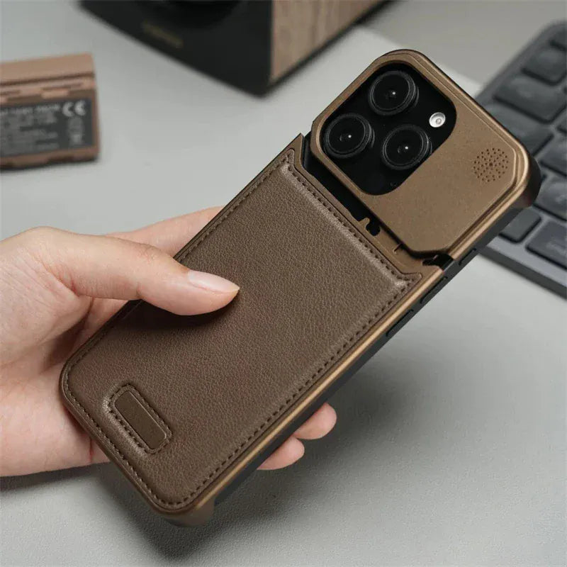 Aluminum Alloy Leather Magnetic Phone Case for iPhone Pro Max Series