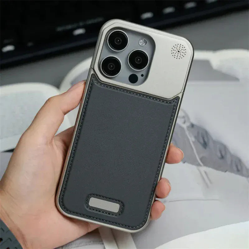 Aluminum Alloy Leather Magnetic Phone Case for iPhone Pro Max Series