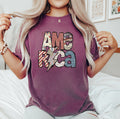 America Patriotic Lightning Bolt Patch Vintage Americana Flag Design Comfort Colors Tee