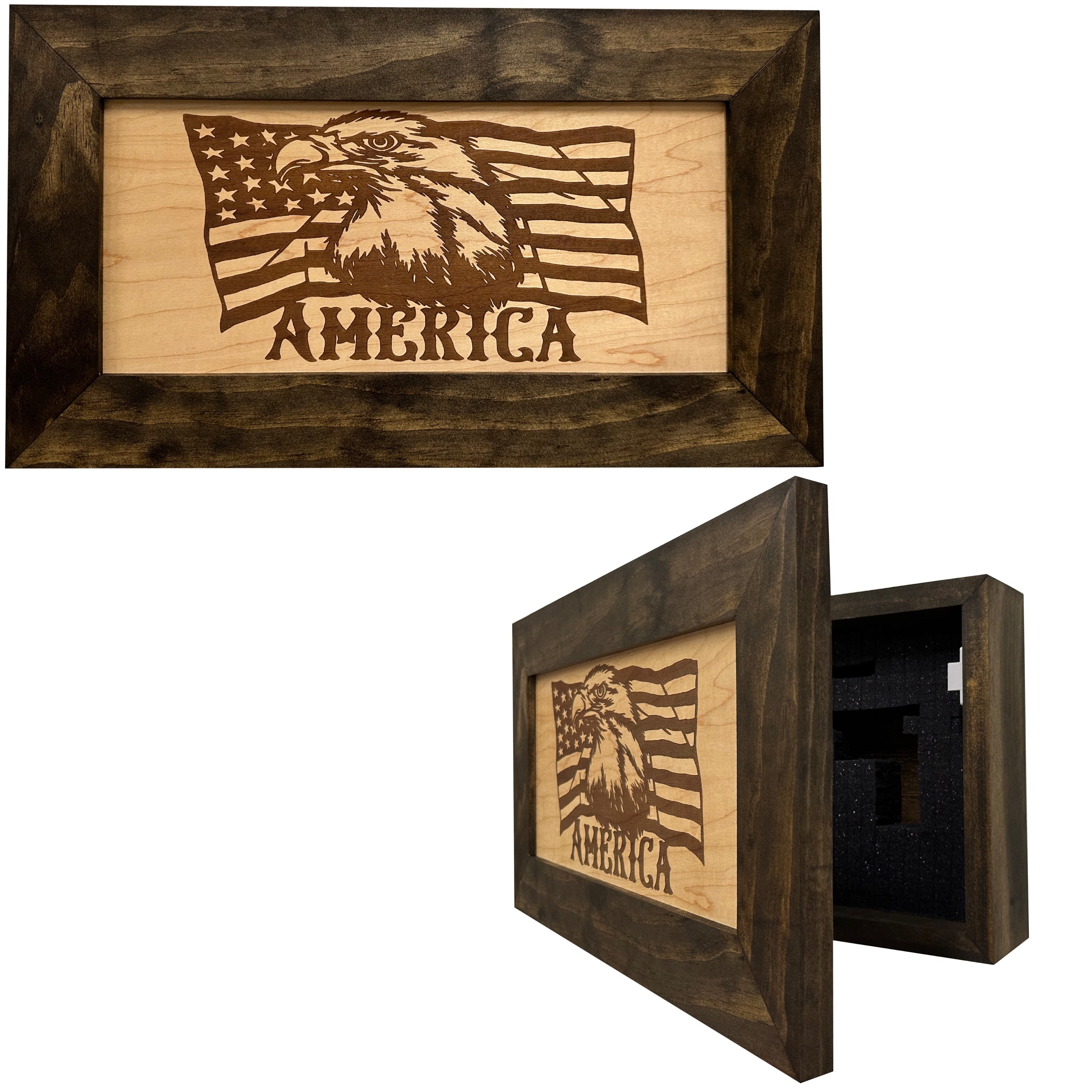 American Flag with Patriotic Eagle Hidden Gun Storage Concealed Furniture