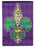 Animal Print Fleur De Lis Mardi Gras Garden Flag 2 Sided