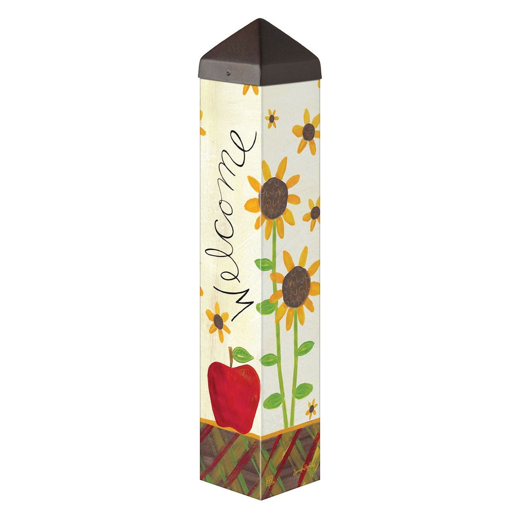 Apples and Sunflowers Art Pole 20 Inches Tall