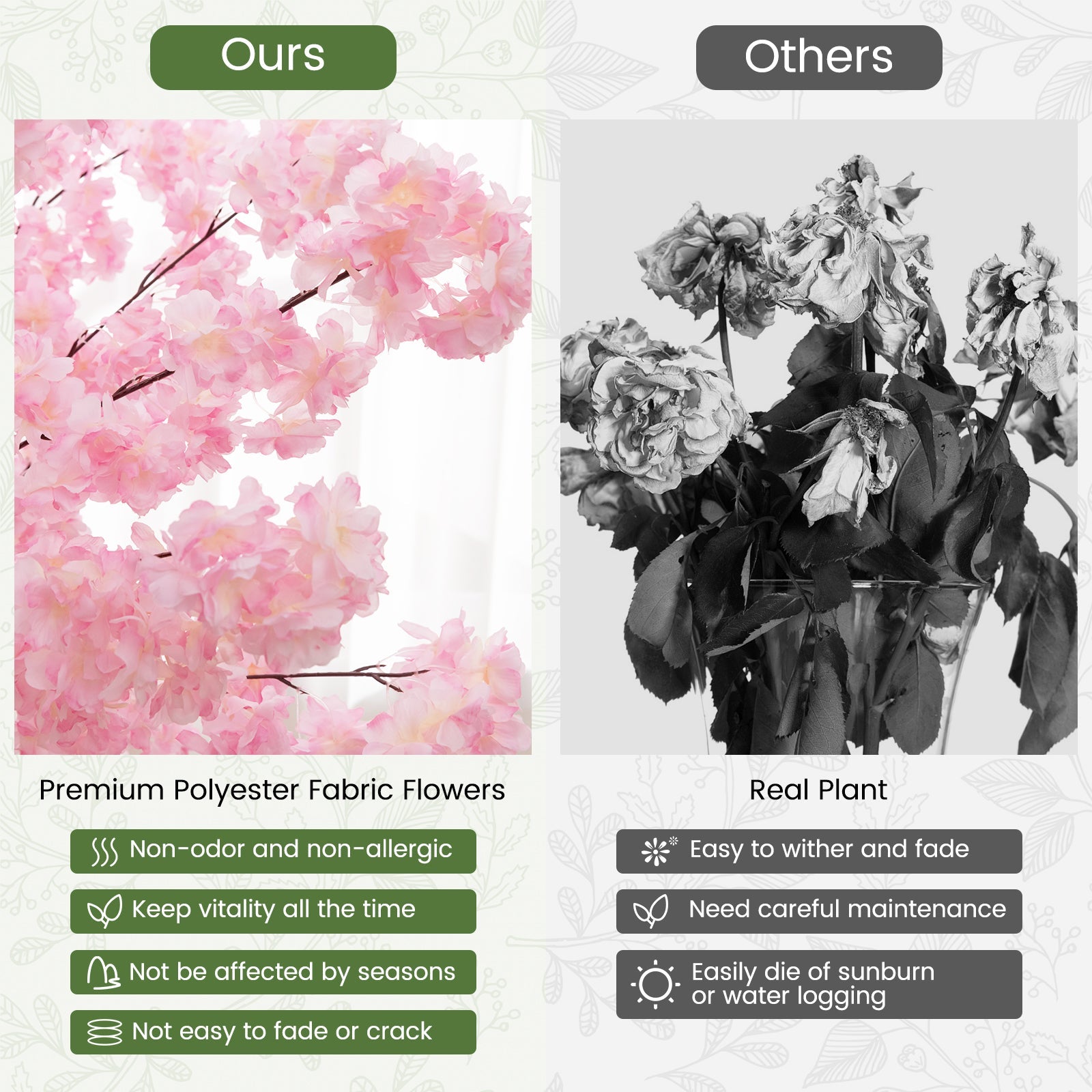 6.5 FT Tall Artificial Cherry Blossom Tree with 900 Pink Flowers