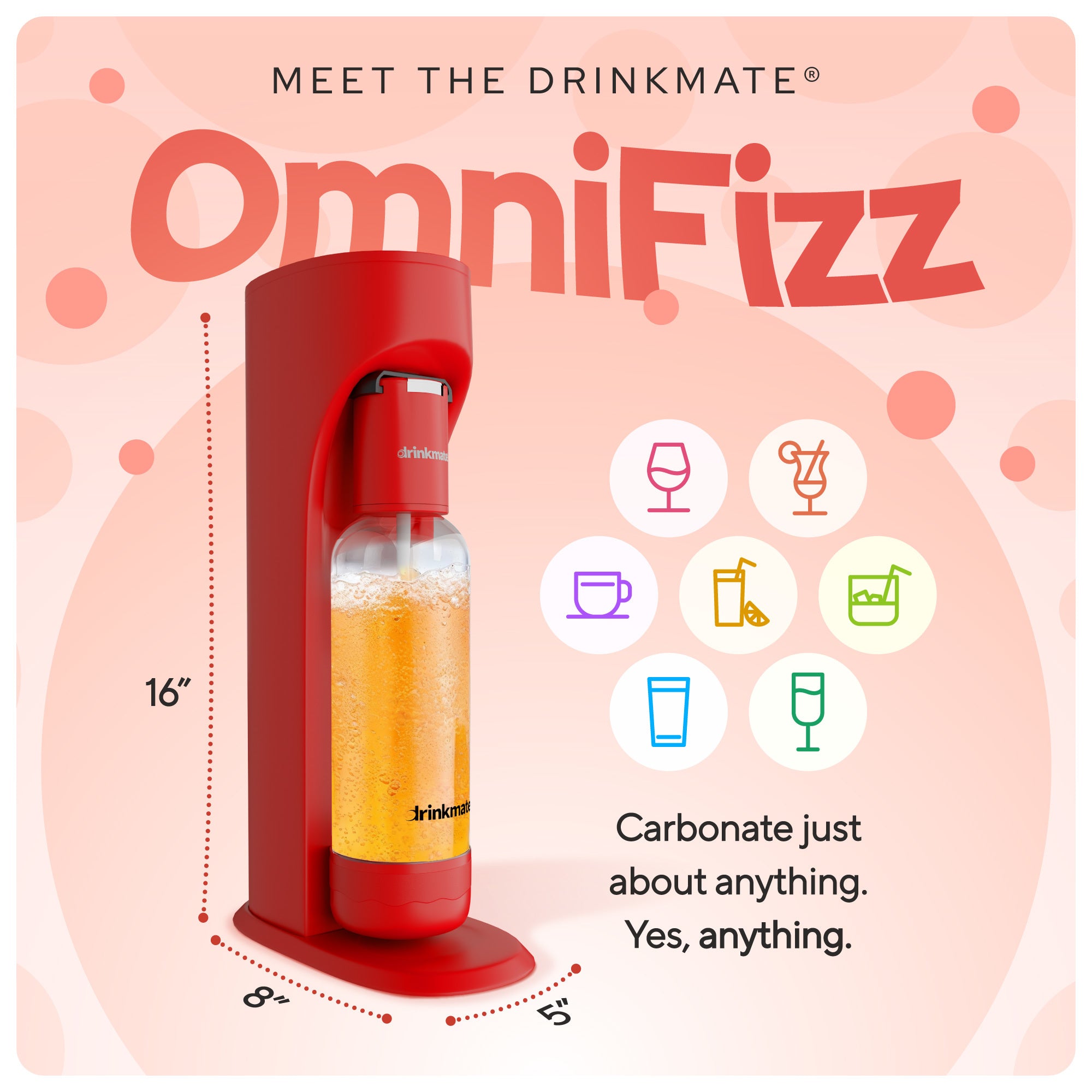 OmniFizz Special Bundle - Sparkling Water and Soda Maker with 60L CO2 Cylinder and 0.5L Bottle