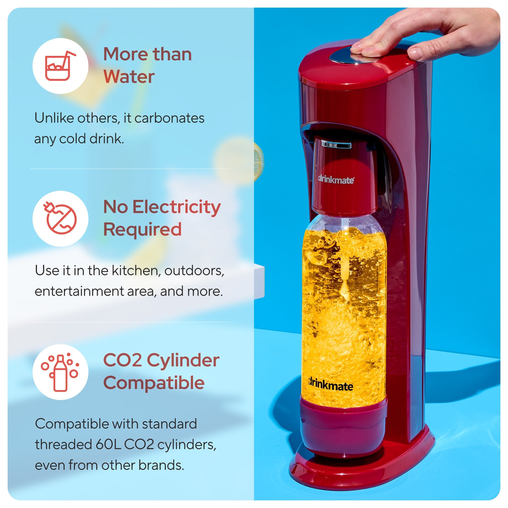 OmniFizz Premium Kit - Sparkling Water and Soda Maker with Four 60L CO2 Cylinders