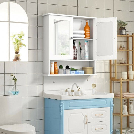 Bathroom Wall Mount Mirror Cabinet Organizer-Gray