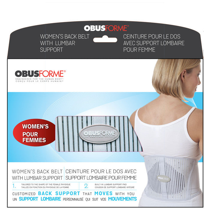 ObusForme Women's Back Support Belt - Light Grey, Medium/Large - Posture & Lower Back Pain Relief