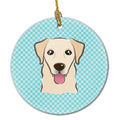 Checkerboard Blue Golden Retriever Ceramic Ornament Christmas Tree Hanging Decorations for Home Christmas Holiday, Party, Gift, 3 in, Multicolor