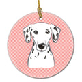 Checkerboard Pink Dalmatian Ceramic Ornament Christmas Tree Hanging Decorations for Home Christmas Holiday, Party, Gift, 3 in, Multicolor