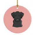Checkerboard Pink Black Labrador Ceramic Ornament Christmas Tree Hanging Decorations for Home Christmas Holiday, Party, Gift, 3 in, Multicolor