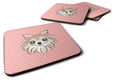 Checkerboard Pink Chihuahua Foam Coasters Set of 4 Cup Coasters for Indoor Outdoor, Tabletop Protection, Anti Slip, Mouse pad Material