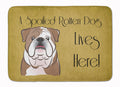 English Bulldog Spoiled Dog Lives Here Memory Foam Kitchen Mat Machine Washable Anti-Fatigue Cushion Comfort Bath or Kitchen Rug