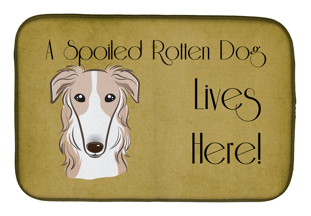Borzoi Spoiled Dog Lives Here Dish Drying Mat Absorbent Dish Drying Mat Pad for Kitchen Counter Dish Drainer Mat for Countertop, 14 x 21", Multicolor