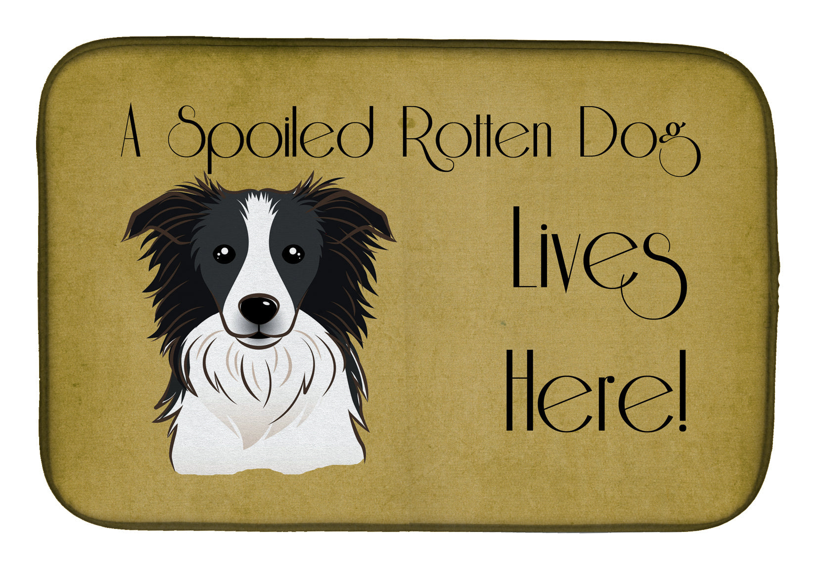 Border Collie Spoiled Dog Lives Here Dish Drying Mat Absorbent Dish Drying Mat Pad for Kitchen Counter Dish Drainer Mat for Countertop, 14 x 21", Multicolor