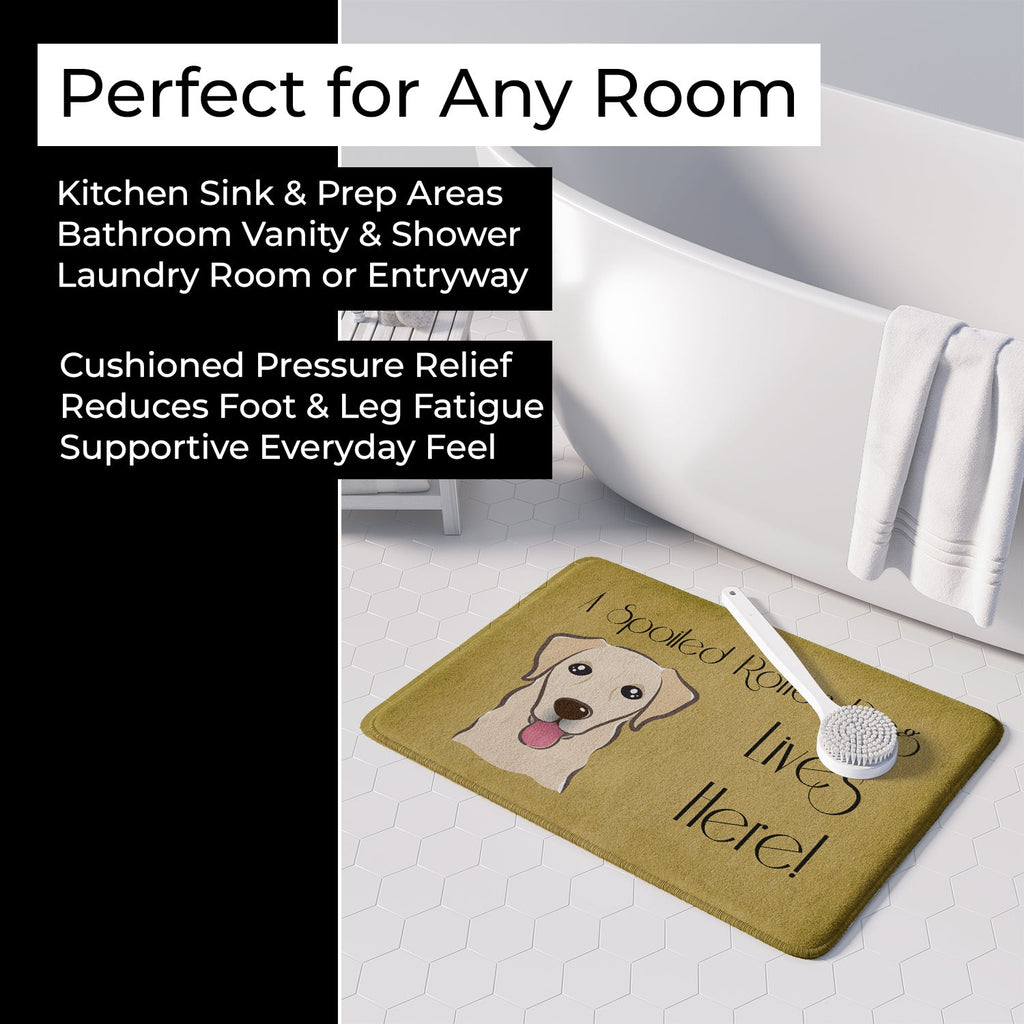 Golden Retriever Spoiled Dog Lives Here Memory Foam Kitchen Mat Machine Washable Anti-Fatigue Cushion Comfort Bath or Kitchen Rug