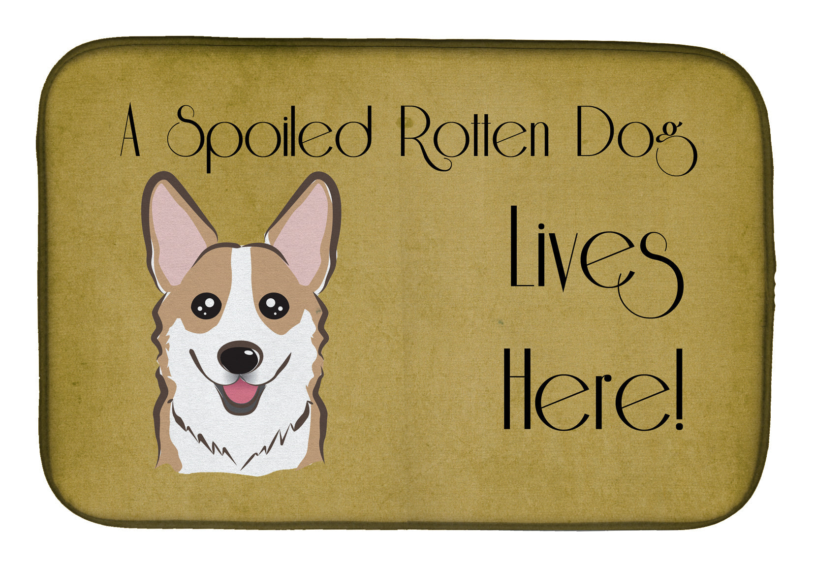 Sable Corgi Spoiled Dog Lives Here Dish Drying Mat Absorbent Dish Drying Mat Pad for Kitchen Counter Dish Drainer Mat for Countertop, 14 x 21", Multicolor
