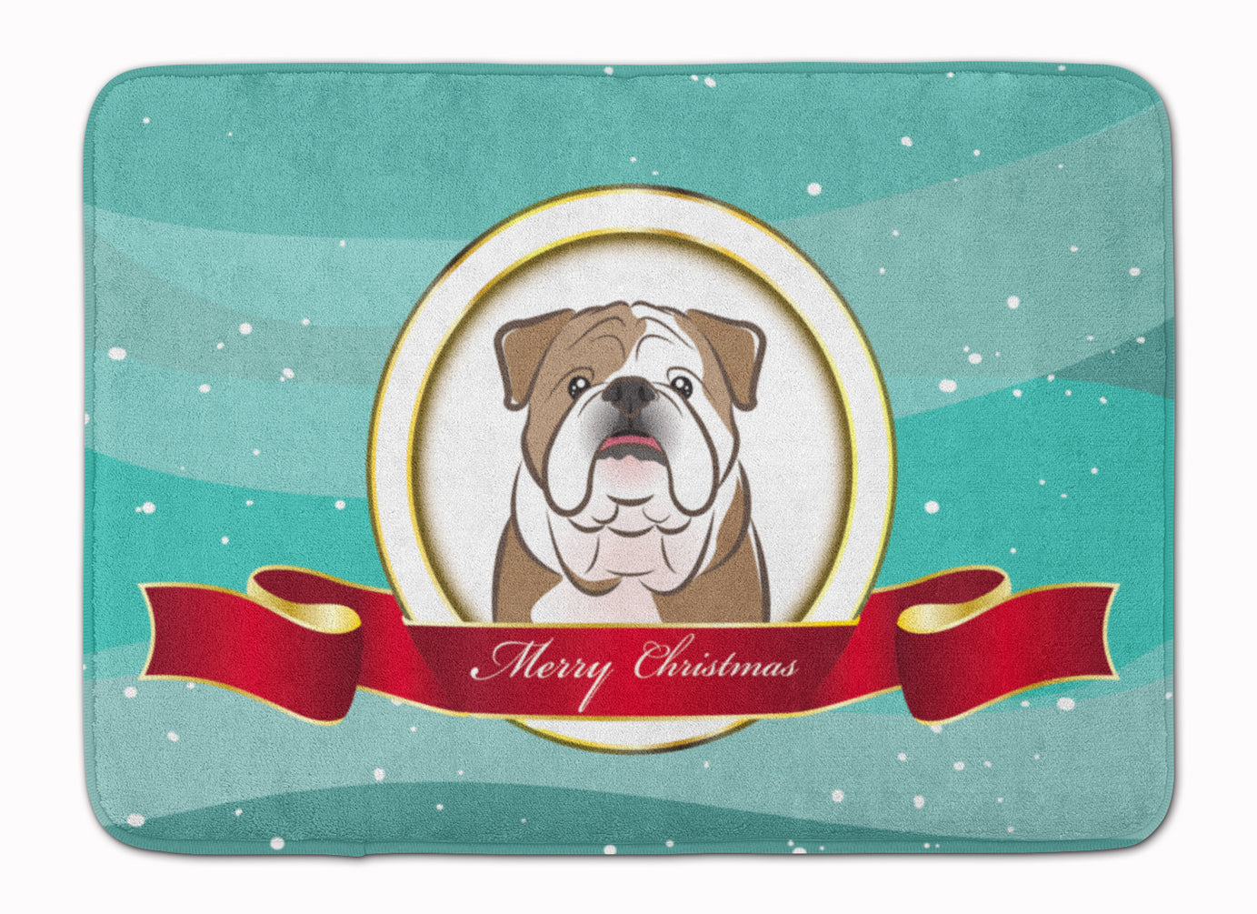 English Bulldog Merry Christmas Memory Foam Kitchen Mat Machine Washable Anti-Fatigue Cushion Comfort Bath or Kitchen Rug