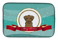 Chocolate Labrador Merry Christmas Dish Drying Mat Absorbent Dish Drying Mat Pad for Kitchen Counter Dish Drainer Mat for Countertop, 14 x 21", Multicolor