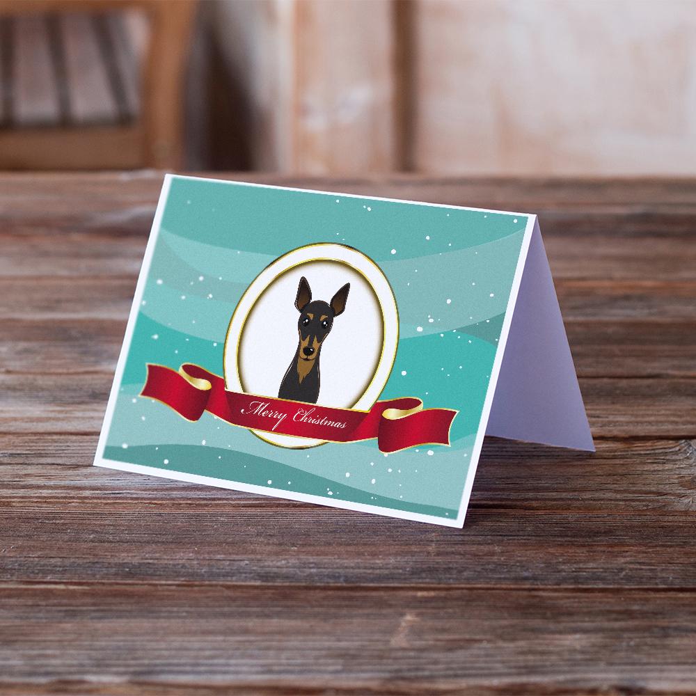 Min Pin Merry Christmas Greeting Cards Pack of 8 Blank Cards with Envelopes Whimsical A7 Size 5x7