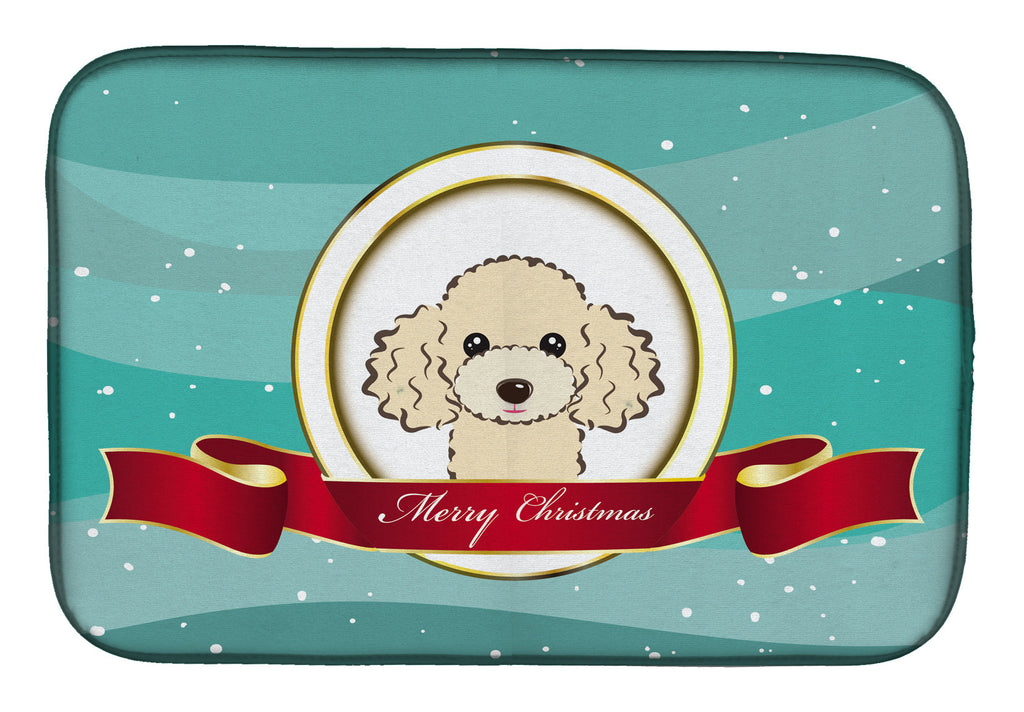 Buff Poodle Merry Christmas Dish Drying Mat Absorbent Dish Drying Mat Pad for Kitchen Counter Dish Drainer Mat for Countertop, 14 x 21", Multicolor