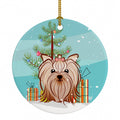 Christmas Tree and Yorkie Yorkishire Terrier Ceramic Ornament Christmas Tree Hanging Decorations for Home Christmas Holiday, Party, Gift, 3 in, Multicolor
