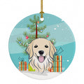 Christmas Tree and Golden Retriever Ceramic Ornament Christmas Tree Hanging Decorations for Home Christmas Holiday, Party, Gift, 3 in, Multicolor