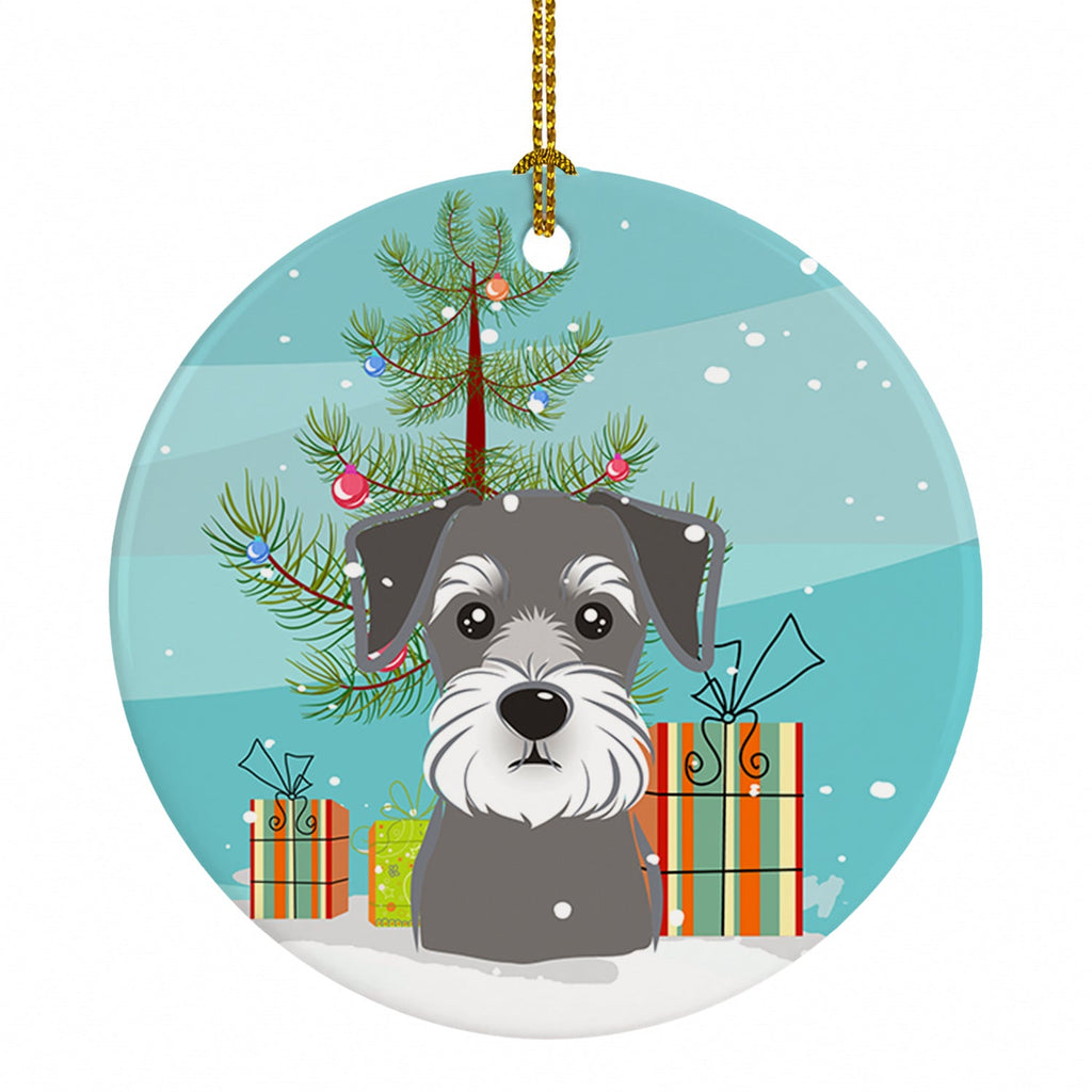 Christmas Tree and Schnauzer Ceramic Ornament Christmas Tree Hanging Decorations for Home Christmas Holiday, Party, Gift, 3 in, Multicolor