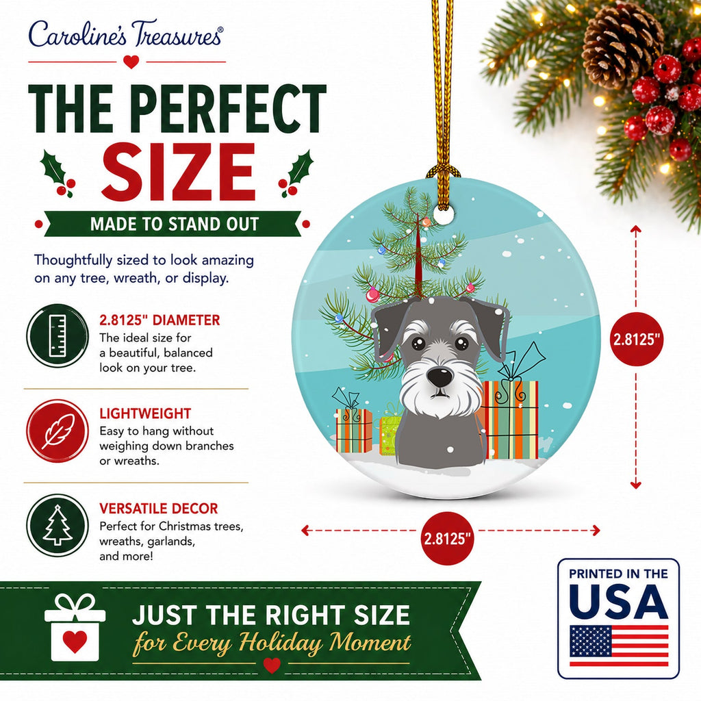 Christmas Tree and Schnauzer Ceramic Ornament Christmas Tree Hanging Decorations for Home Christmas Holiday, Party, Gift, 3 in, Multicolor