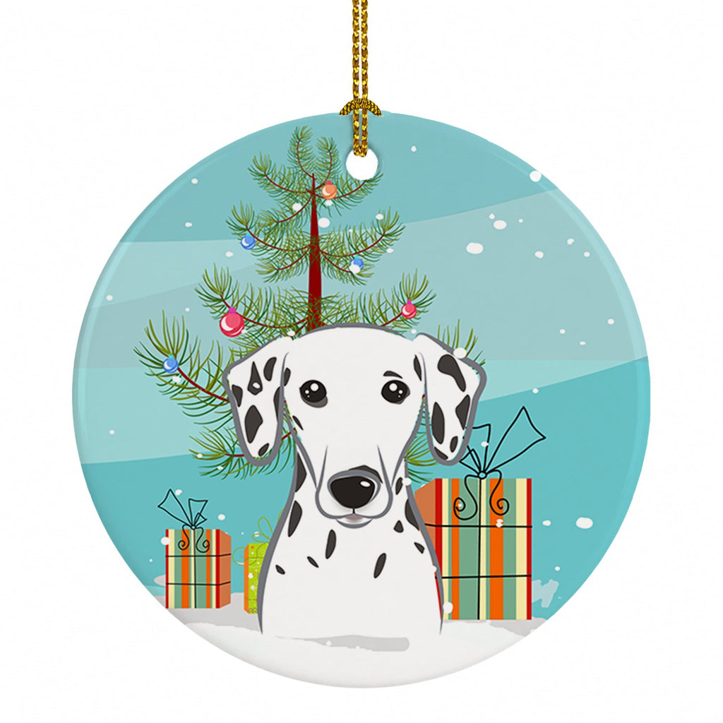 Christmas Tree and Dalmatian Ceramic Ornament Christmas Tree Hanging Decorations for Home Christmas Holiday, Party, Gift, 3 in, Multicolor
