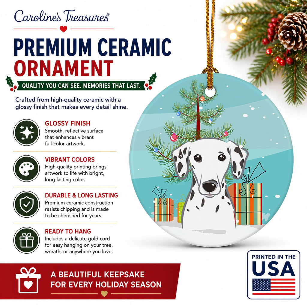 Christmas Tree and Dalmatian Ceramic Ornament Christmas Tree Hanging Decorations for Home Christmas Holiday, Party, Gift, 3 in, Multicolor