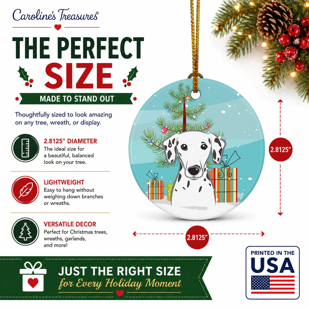 Christmas Tree and Dalmatian Ceramic Ornament Christmas Tree Hanging Decorations for Home Christmas Holiday, Party, Gift, 3 in, Multicolor