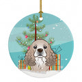 Christmas Tree and Cocker Spaniel Ceramic Ornament Christmas Tree Hanging Decorations for Home Christmas Holiday, Party, Gift, 3 in, Multicolor