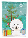 Christmas Tree and Bichon Frise Garden Flag Mailbox Decorative Yard Banner Outside Patio Artwork for Flower Beds, Garden Size, Multicolor