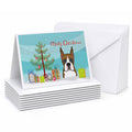 Christmas Tree and Boxer Greeting Cards Pack of 8 Blank Cards with Envelopes Whimsical A7 Size 5x7