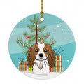 Christmas Tree and Cavalier Spaniel Ceramic Ornament Christmas Tree Hanging Decorations for Home Christmas Holiday, Party, Gift, 3 in, Multicolor