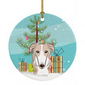 Christmas Tree and Borzoi Ceramic Ornament Christmas Tree Hanging Decorations for Home Christmas Holiday, Party, Gift, 3 in, Multicolor