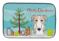 Christmas Tree and Borzoi Dish Drying Mat Absorbent Dish Drying Mat Pad for Kitchen Counter Dish Drainer Mat for Countertop, 14 x 21", Multicolor