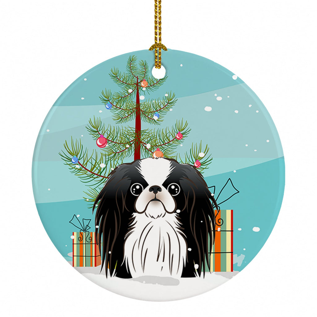 Christmas Tree and Japanese Chin Ceramic Ornament Christmas Tree Hanging Decorations for Home Christmas Holiday, Party, Gift, 3 in, Multicolor