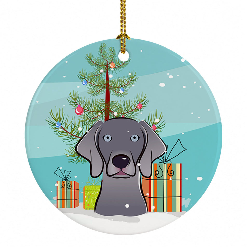 Christmas Tree and Weimaraner Ceramic Ornament Christmas Tree Hanging Decorations for Home Christmas Holiday, Party, Gift, 3 in, Multicolor