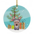Christmas Tree and Yorkie Puppy Ceramic Ornament Christmas Tree Hanging Decorations for Home Christmas Holiday, Party, Gift, 3 in, Multicolor