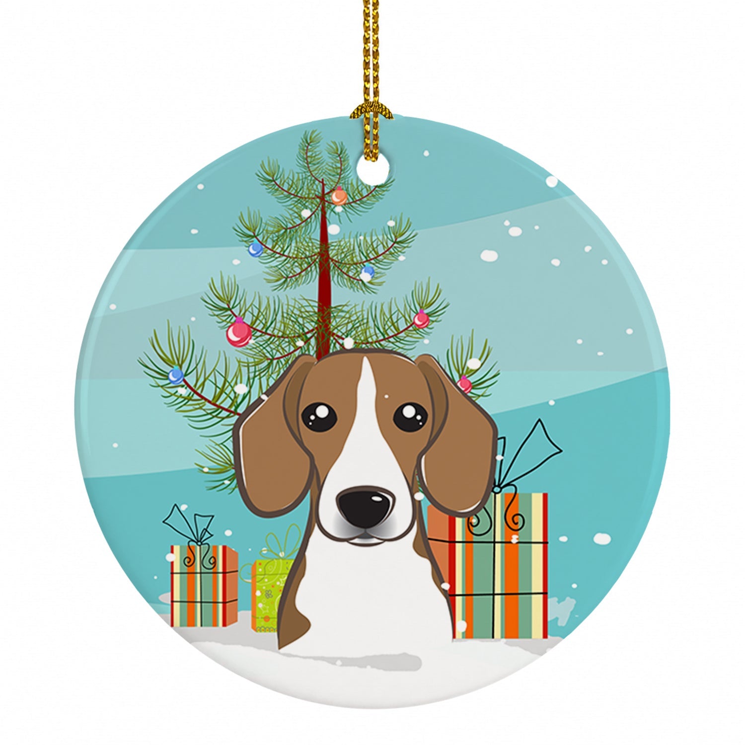 Christmas Tree and Beagle Ceramic Ornament Christmas Tree Hanging Decorations for Home Christmas Holiday, Party, Gift, 3 in, Multicolor