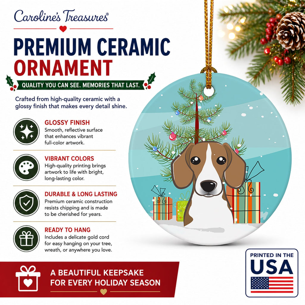 Christmas Tree and Beagle Ceramic Ornament Christmas Tree Hanging Decorations for Home Christmas Holiday, Party, Gift, 3 in, Multicolor