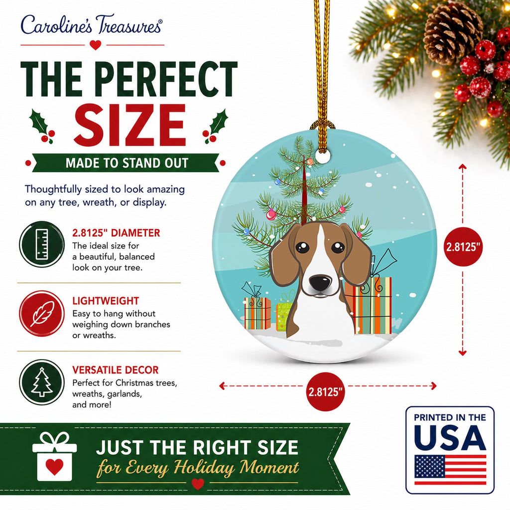 Christmas Tree and Beagle Ceramic Ornament Christmas Tree Hanging Decorations for Home Christmas Holiday, Party, Gift, 3 in, Multicolor